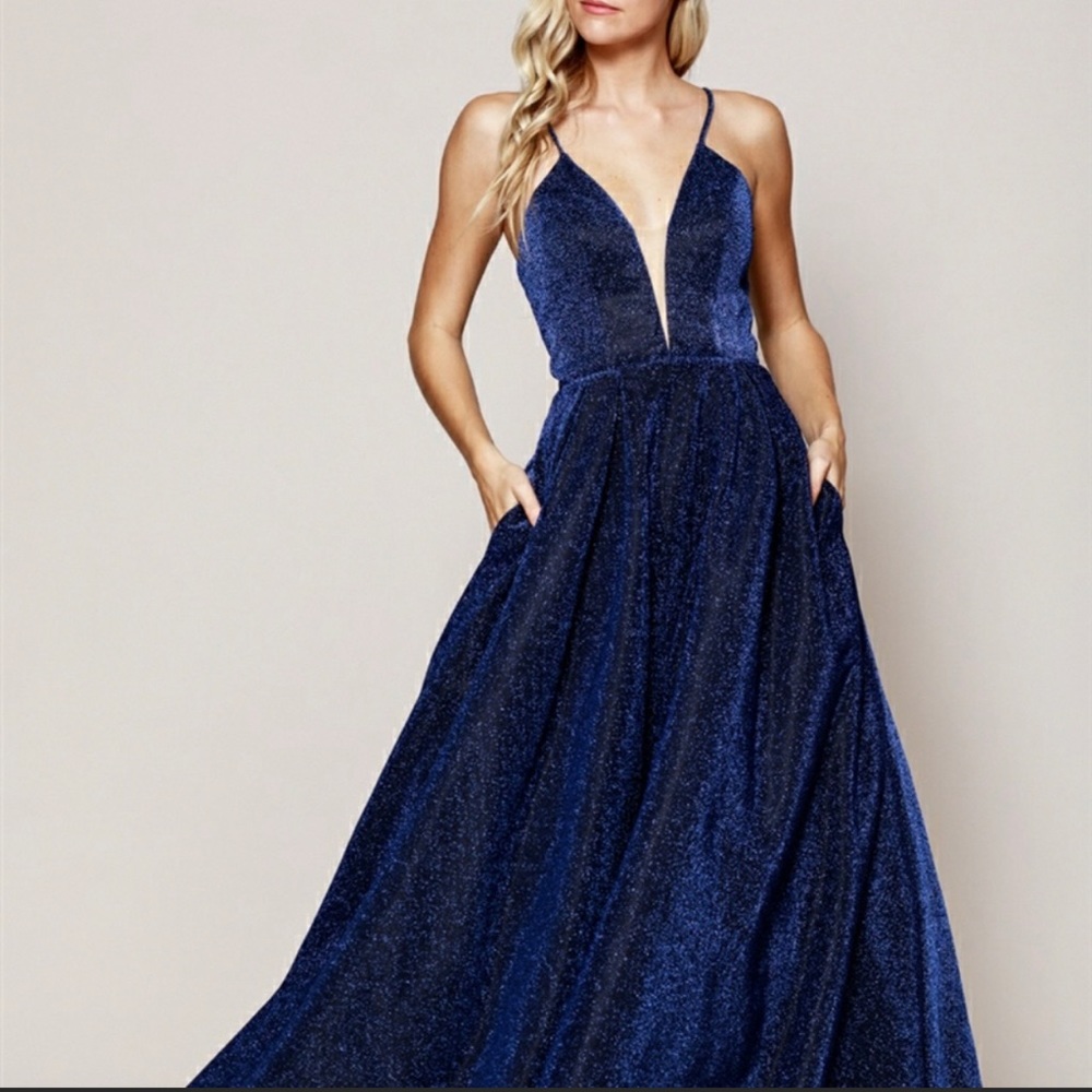 Formal dress, princess style, navy, sparkle
